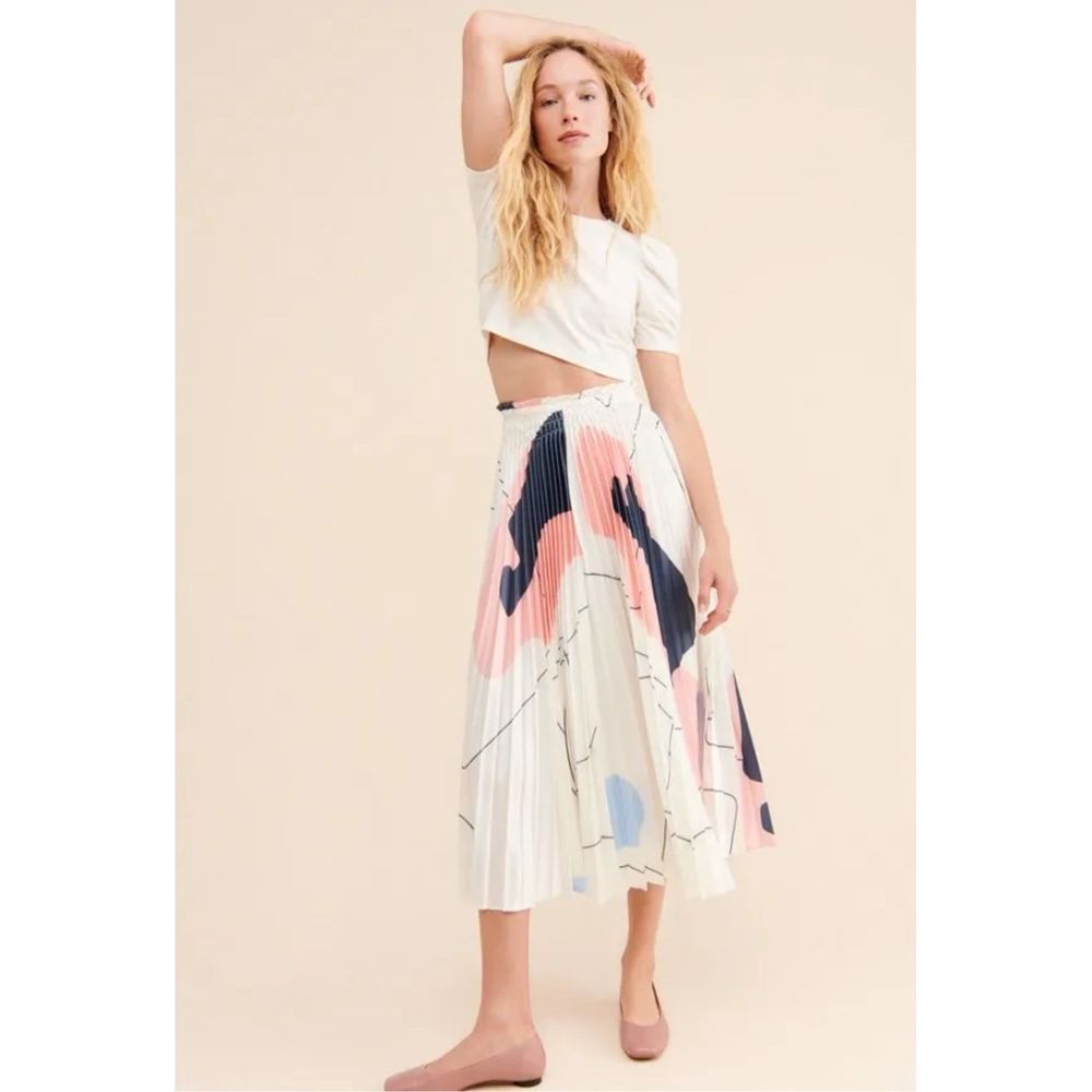 Abstract Print Midi Skirt